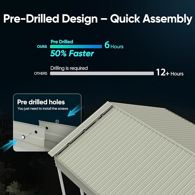 Quictent Heavy Duty 12x21 FT Vertical Roof Metal Carport, Pre-Drilled All Weather Car Shelter for Boat, Vehicles & Farm Equipment