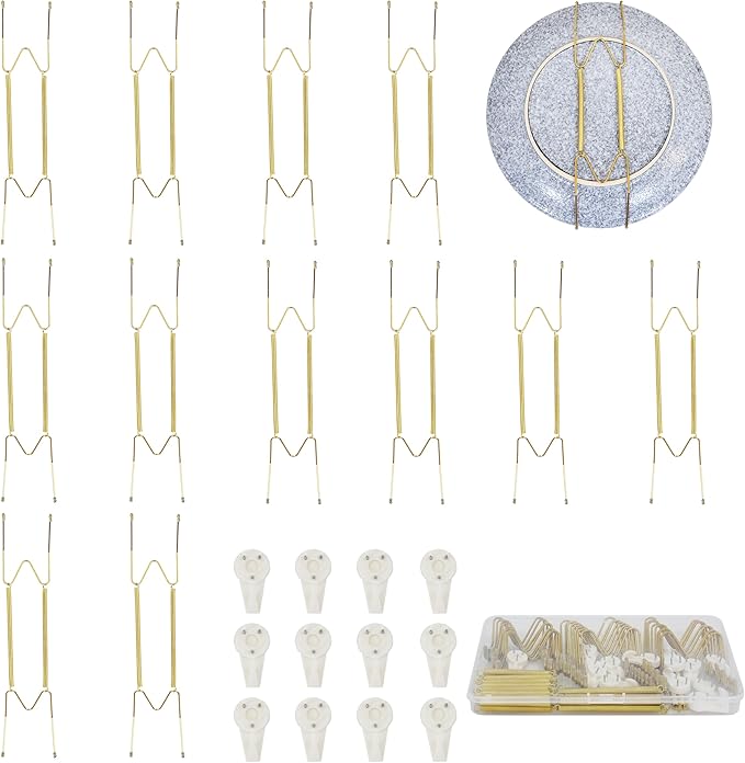 12 Inch Plate Hangers 12pack Plate Hangers for The Wall Suitable for 10.5-12.5 Inch Plate Wall Hangers for Display Invisible Decorative Wall Plate Hangers Plate Hooks for Hanging