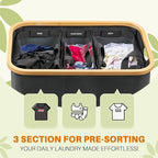 Laundry Hamper 3 Section, 145L Dirty Clothes Hamper with Lid, Extra Large Laundry Basket Organizer with Removable Inner Bags & Labels for Laundry Room, Bedroom, Dark Grey