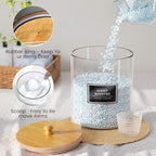 2+1 Pack Glass Laundry Pods Container & Acrylic Dryer Sheet Holder, Clear Laundry Room Organization Containers with Bamboo Lids & Labels, Powder Laundry Detergent Container for Scent Booster, Powder