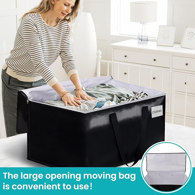 Extra Large Moving Boxes-Moving Bags with Zipper, Carrying Handles and Tag Pocket-Moving Supplies for Space Saving-Totes for Storage - for moving, Storage, Camping and Travel 93L-10 Pack
