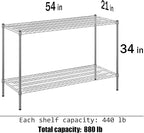 21" Deep x 54" Wide x 34" Height Wire Shelving Kit | 2-Tier | NSF Commercial Storage Rack Unit