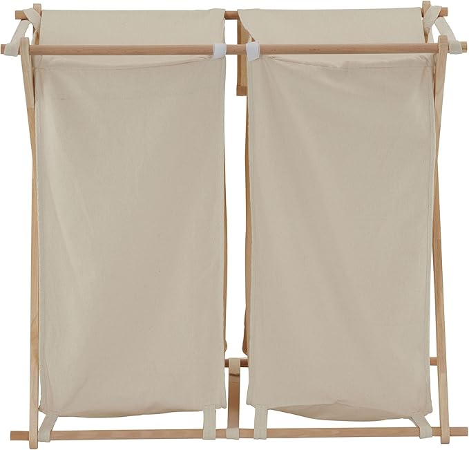 Household Essentials 6786-1 Collapsible Double X-Frame Laundry Hamper Sorter with Fold Over Lid , White