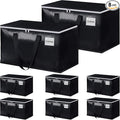 StorageRight Heavy Duty Moving Boxes-Moving Bags with Zipper, Reinforced Handles and Tag Pocket-Collapsible Moving Supplies-Totes for Storage Great for moving, Storage and Travel 93L(Black-8 Pack)