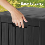Outdoor Storage Box Waterproof, 35 Gallon Lockable Resin Deck Box Small, Patio Storage Bin for Pool Accessories Cushion Furniture, Garden Tools, UV-Resistant Outside Delivery Black