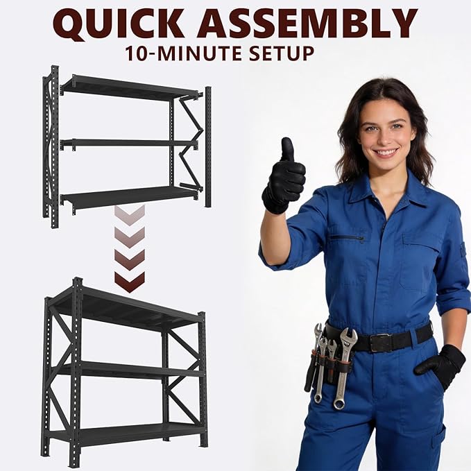 Heavy Duty Metal Shelving Unit - Industrial Grade Adjustable Shelves - 67" W x 19.6" D x 63" H - 4500 lbs Load Capacity Shelf for Garage, Workshop, Basement