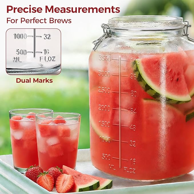 1.1 Gallon Wide Mouth Glass Canisters with Airtight Lids & Measurement Marks (2-Pack) – Includes 2 Measuring Scoops & Labels, Food Storage Jars for Flour, Sugar & Baking Supplies | BPA-Free