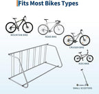 Single Side 6 Bike Floor Rack 110 Inch Length Freestanding Bicycle Parking Stand In Ground Grid Design For Garages Streets Yards And Bike Events Heavy Duty Storage (Grey, Single Side 6 Bike)