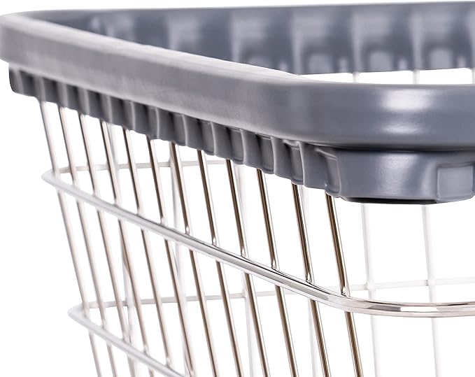 R&B Wire™ 100E58KD Commercial Wire Laundry Cart with Double Pole Rack, 2.5 Bushel, Chrome