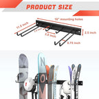 WALMANN Garage Ski Rack, Indoor Ski Hangers for Garage Ski Storage Wall Mounted Ski Holder Holds Up to 8 Pairs of Skis