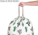 Extra Large Laundry Bag with Drawstring and Handle, Heavy Duty Travel Dirty Clothes Bag for Laundromat and Household, Durable Rip-Stop Laundry Hamper Liner, 28 x 40 Inch, Cactus