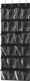 Simple Houseware 24 Pockets Large Clear Pockets Over The Door Hanging Shoe Organizer, Black (56" x 22.5")