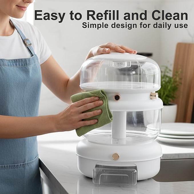 2 Layer Grain Dispenser with Press Button, 6 Compartment Rotating Dry Food Storage with Large Capacity Rice Container, Multi Grain Organizer for Beans, Cereal, Pantry Kitchen Storage