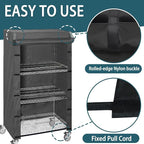Wire Shelving Cover for Storage Shelf and Wire Rack, 48" W x 24" D x 72" H, Heavy-Duty Dust Cover with Nylon Buckle and Hook & Loop Closure (Black, No Shelves)
