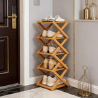 2/3/4/5/6/7/8/9 Tier Bamboo Shoe Rack - Foldable,No Installation Needed,Space-Saving Multi-Tier Storage for Indoor & Balcony Use (Yellow,8 Layers)