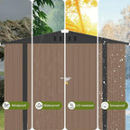 COMHOMA Shed Outdoor Storage Shed Metal,Lockable Doors Tool Sheds with Sloping Roof,Steel Garden Shed with Air Vent for Backyard,Patio,Lawn,Poolside(Brown,8'x6')