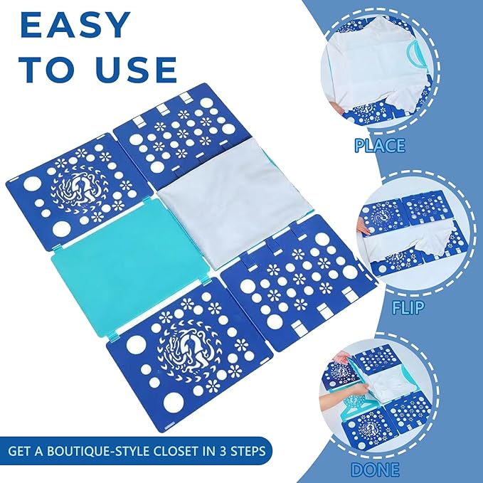 3Pack Foldable Laundry Board | Portable Shirt & Clothes Folder Organizer | Quick Folding Tool for Home & Travel（ Black Red, Cyan Blue, and Pink Purple ）