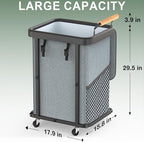 150L (40 Gal) Extra Large Fashion Laundry Basket with Wheels, Rolling Basket Hamper with Handle, Organizer Storage Cart with Sturdy Metal Frame for Laundry Room - Gray