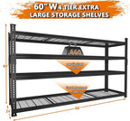 Storage Shelves Heavy Duty 2 PCS, 60"L x 24"W x 60"H Garage Wire Shelving Unit Loads 2640LBS, 4-tier Adjustable Metal Industrial Utility Shelf Rack for Kitchen, Laundry, Pantry, Warehouse, Basement