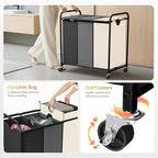 180L (47.55 Gal) Laundry Sorter 3 Section, Rolling Laundry Basket with Lockable Wheels and Lid, Laundry Hamper with 3 Separated Removable Bags Dirty Clothes Hamper for Laundry Room, Multicolored