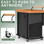 190L (50 Gal) Extra Large Fashion Laundry Hamper 2 Section with Lid, Rolling Laundry Basket Hamper with Handle, Laundry Organizer Storage Cart with Sturdy Metal Frame for Laundry Room, Hotel, black