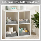 3Pack Toilet Paper Basket for Organizing Scalloped Edge Wicker Basket with Handles Toilet Tank Paper Holder Storage for Bathroom Bedroom Countertop Shelf Decor(Gray,Plastic)
