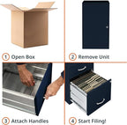 2 Drawer Locking Filing Cabinet | Pre-Assembled Steel Construction | Space-Saving Design is Perfect for Home and Small Office | Letter-Size | Assembled in North America