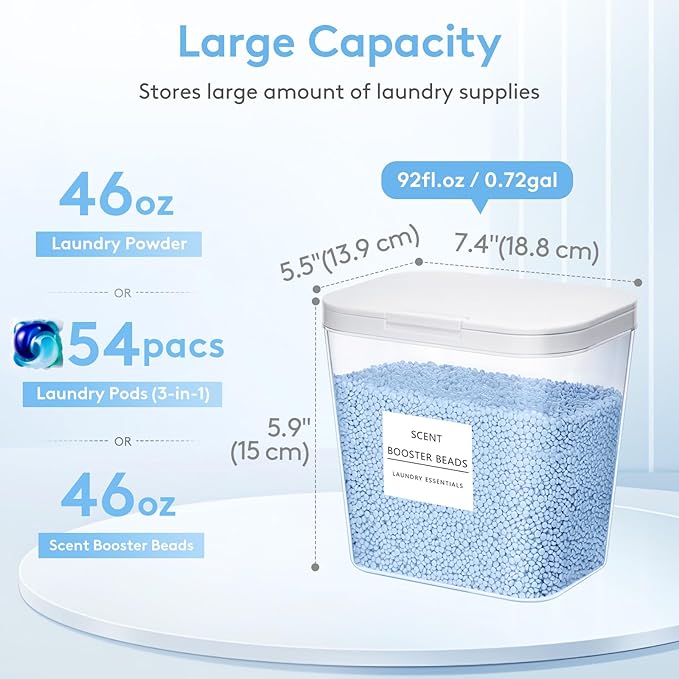 Lifewit Laundry Pods Container with Pop-up Lid, Laundry Room Organization, Dryer Sheet Holder for Washing Powder Scent Booster Beads, 2700 ml/0.72gal,5 Pcs