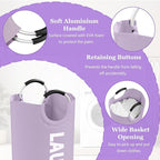 Set of 2 Large Laundry Baskets for Adult, 95L Collapsible Laundry Baskets with Aluminum Handles, Portable Dirty Clothes Hampers for Bedroom, Travel, Purple + Navy Blue