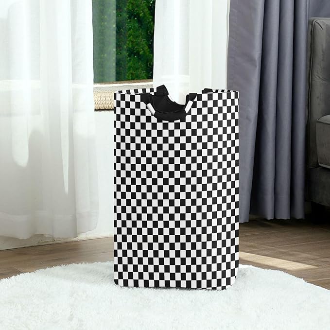 Racing Checkered Flag Laundry Basket for College Dorm,50L Collapsible Portable Laundry Hamper Storage Basket for Toys Clothes Organizer