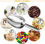 Metal Ice Scoop，Kitchen Ice Scooper for Ice Maker,Stainless Steel Small Ice Scooper for Freezer，Kitchen Gadgets Cookie Flour Pet Dog Food Scoop (silver, 12oz)