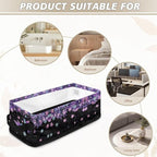 Narrow Storage Bin Toilet Tank Topper Baskets Universal Fabric Baskets Rectangular Foldable Storage Caddy Container for Towels Bathroom Essentials, Blue Violet Hummingbird Flower Black