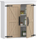 Spirich Bathroom Wall Cabinet Over Toilet, Farmhouse Wall Mounted Medicine Cabinet Organizer with Wood Grain Barn Doors and Adjustable Shelves