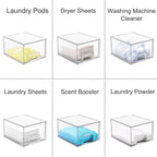 Laundry Pods Container and Dryer Sheet Holder Set, Laundry Room Organization and Storage, Dishwasher Pods Holder, Clear Dryer Sheet Dispenser and Laundry Pods Box Set, 4 PACK