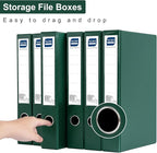 Storage File Boxes A4, 6 Pack Foldable File Box with Clip, 50mm Spine, Plastic Archives Cases with Magnetic Closure, Document File Folder Organizer Storage Filing Box for Office School, Green