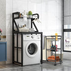 Narrow Laundry Cart with Wheels,3 Baskets and 45L Laundry Bag Metal Rolling Cart for Small Space,Laundry Room Organization and Storage for Bathroom Living Room Apartment Dorm
