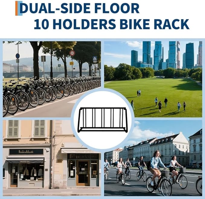 Floor Bike Rack,Single-Side 5-Bike Rack 60" L,Grid Bike Rack In Ground,Freestanding Bicycle Floor Parking Stand,Stand Bike Racks for Garages Streets Yards Bike Events