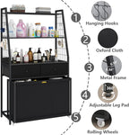 Laundry Hamper Laundry Basket with 3 Section Pull-Out Rolling Bags & 2-Tier Storage Shelf, Laundry Sorter for Organization and Storage with 2 Drawers for Laundry Room, Bathroom