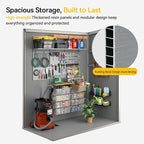 Aoxun 5x3 FT Outdoor Storage Shed, Plastic Garden Resin Shed with Floor for Patio, Lawn, Outdoor Storage Cabinet with Lockable Door for Bike, Garbage Can, Tools, Grey