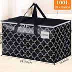 HomeHacks Heavy Duty Moving Bags with Tag Pockets, Collapsible Storage Totes for Moving, Camping & Travel -Foldable Packing Boxes, Zipper Handles, Black（8 Packs, 100L）