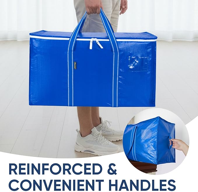 BALEINE 2-Pack Oversized Moving Bags with Reinforced Handles, Heavy-Duty Storage Tote for Clothes, Moving Supplies (Royal Blue, 2-Pack)