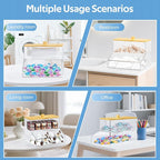 JYPS 2-in-1 Laundry Organizer with Large Capacity: Double-Layer Transparent Acrylic Storage Box with Bamboo Lid for Pods, Dryer Sheets & Supplies