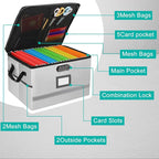 File Box with Lock, Portable Document Organizer Box with Handle, Fireproof File Box for Home Office, Legal File Organizer Storage