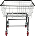 Steel Wire Laundry Cart with Wheels, Heavy Duty Rolling Laundry Basket, Large Metal Storage Cart for Laundry, Clothes, Towels, Bathroom, Commercial Laundry Organizer (Style2)