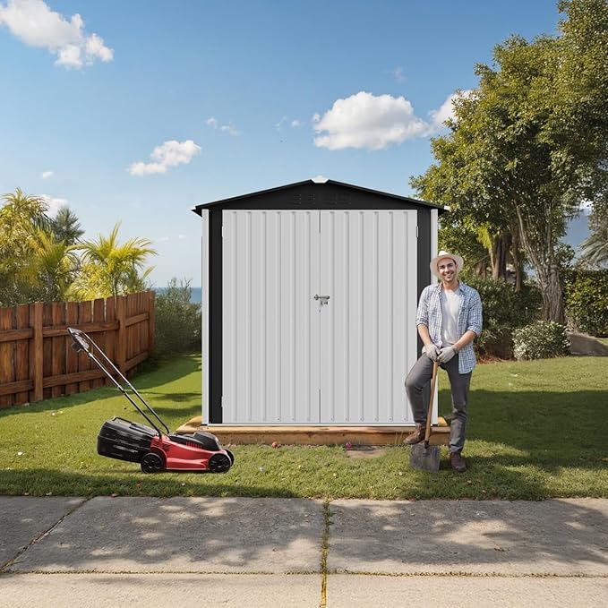 6' x 4' Outdoor Storage Shed, Sturdy Metal Building w/Floor and Operable Window for Garden, Backyard, Poolside and Lawn, White