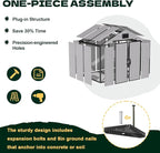8 x 6 FT Plastic Outdoor Storage Shed, All-Weather Resin Garden Shed with Floor, Lockable Doors & Windows, Plastic Tool Shed for Patio，Poolside, Backyard