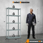 Giantex 5-Tier Storage Shelves Set of 4, Height Adjustable Metal Storage Utility Rack Shelf with Anti-Tipping Device, Heavy Duty Garage Shelving for Warehouse, Basement, 35.5" x 12" x 72", Grey