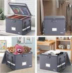 ENGPOW 5200°F File Box Fireproof Document Box with Lock,Heat Insulated Collapsible File Storage Organizer Box with Handle,Portable Home Office File Cabinet for Hanging Letter/Legal Size Folder, Gray