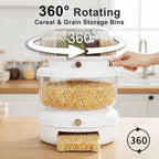2 Layer Grain Dispenser with Press Button, 6 Compartment Rotating Dry Food Storage with Large Capacity Rice Container, Multi Grain Organizer for Beans, Cereal, Pantry Kitchen Storage