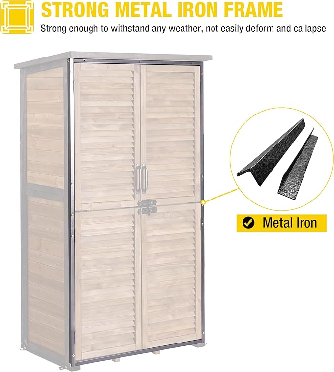 Aivituvin Outdoor Storage Shed with Floor - Strong Metal Frame, Adjustable Shelves, Ventilated Blinds - Ideal for Garden Tools Cabinets Waterproof - Best in Sheds & Outdoor Storage